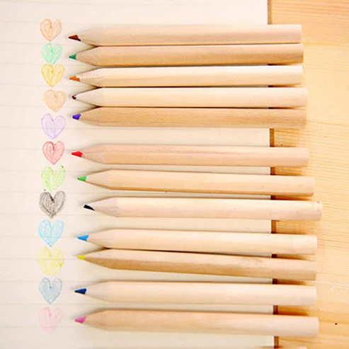 Kids Colouring Pencils Set – 12 Mini Shades with Sharpener