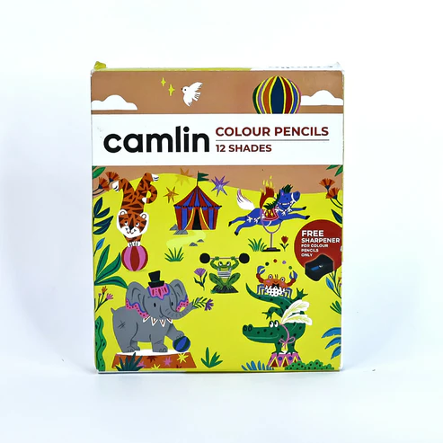 Camlin Colour Pencils – 12 Bright Shades with Smooth Blending & Free Sharpener
