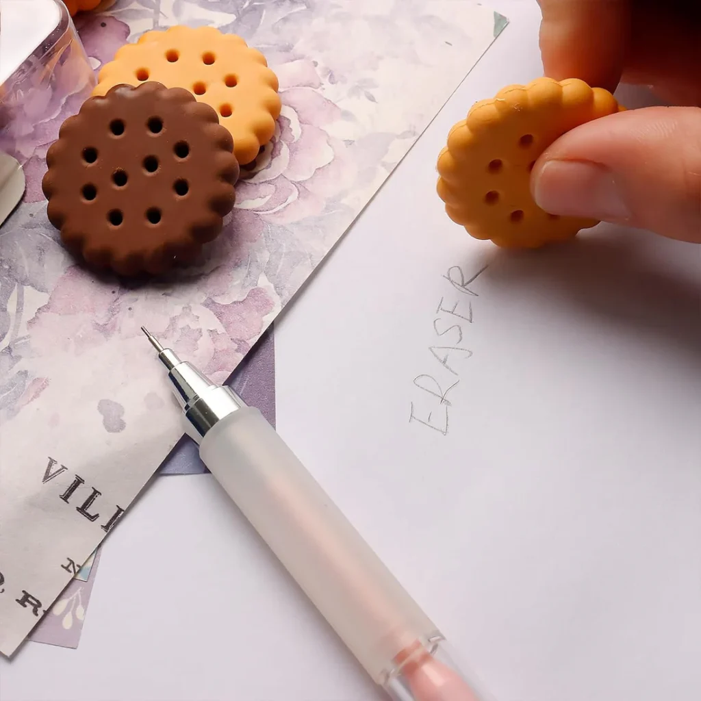 Biscuit Erasers – Fun Kids Stationery Set (6 Pcs)