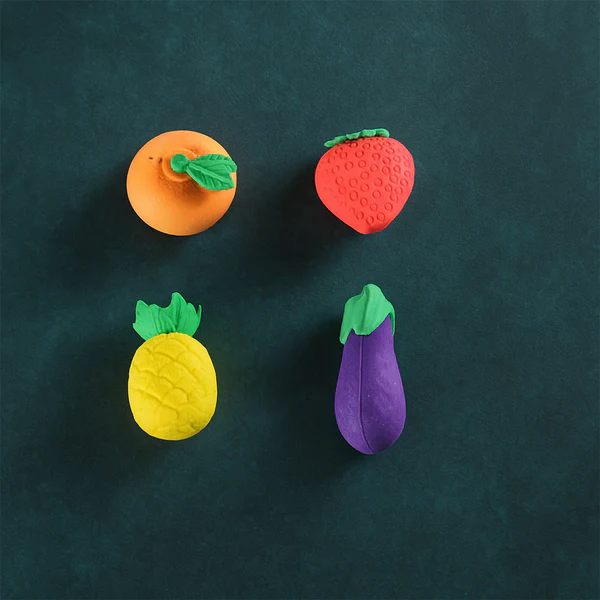 Fruit & Vegetable Erasers – Cute 3D Set for Kids