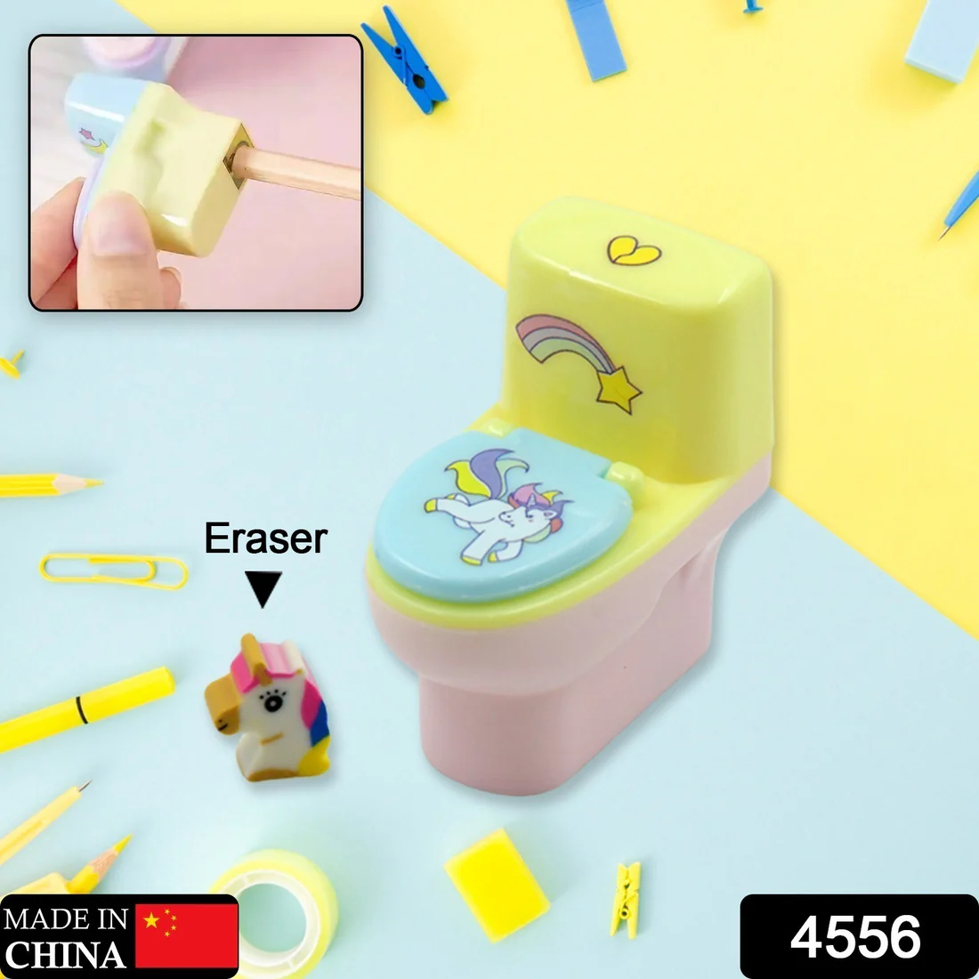 Toilet Pencil Sharpener – Fun Novelty with Eraser (2 Pc Set)