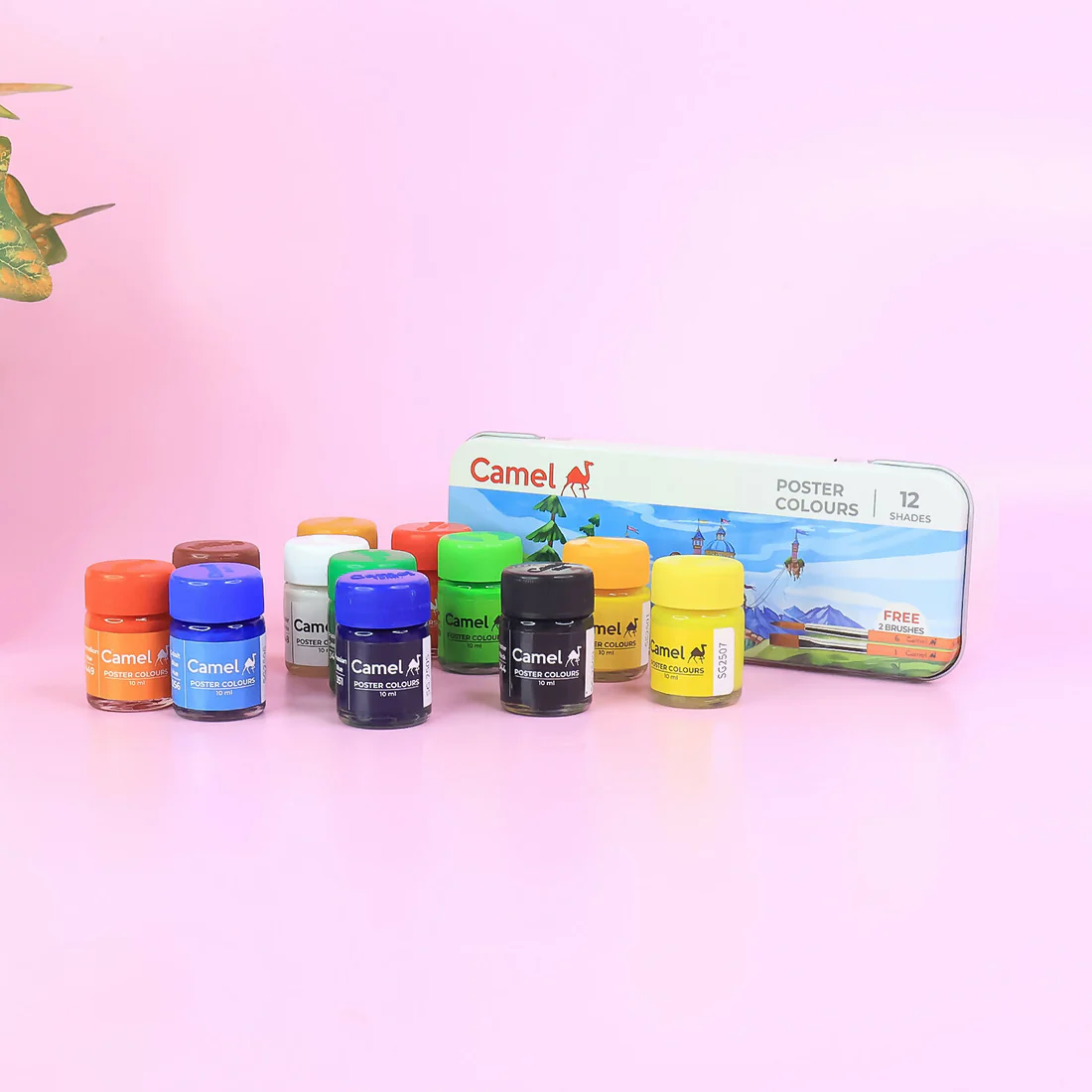 Camel Poster Colours – 12 Vibrant Shades in 10 ml Bottles