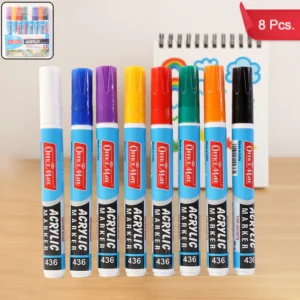 Acrylic Marker Pen Set – 8 Vibrant Quick-Dry Colors