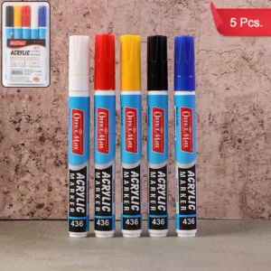 Acrylic Marker Pen Set – 5 Quick-Dry Vibrant Colors