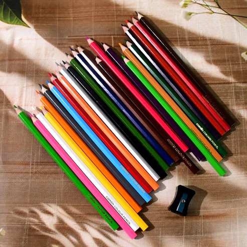 Camlin Colour Pencils – 24 Vibrant Shades & Free Sharpener