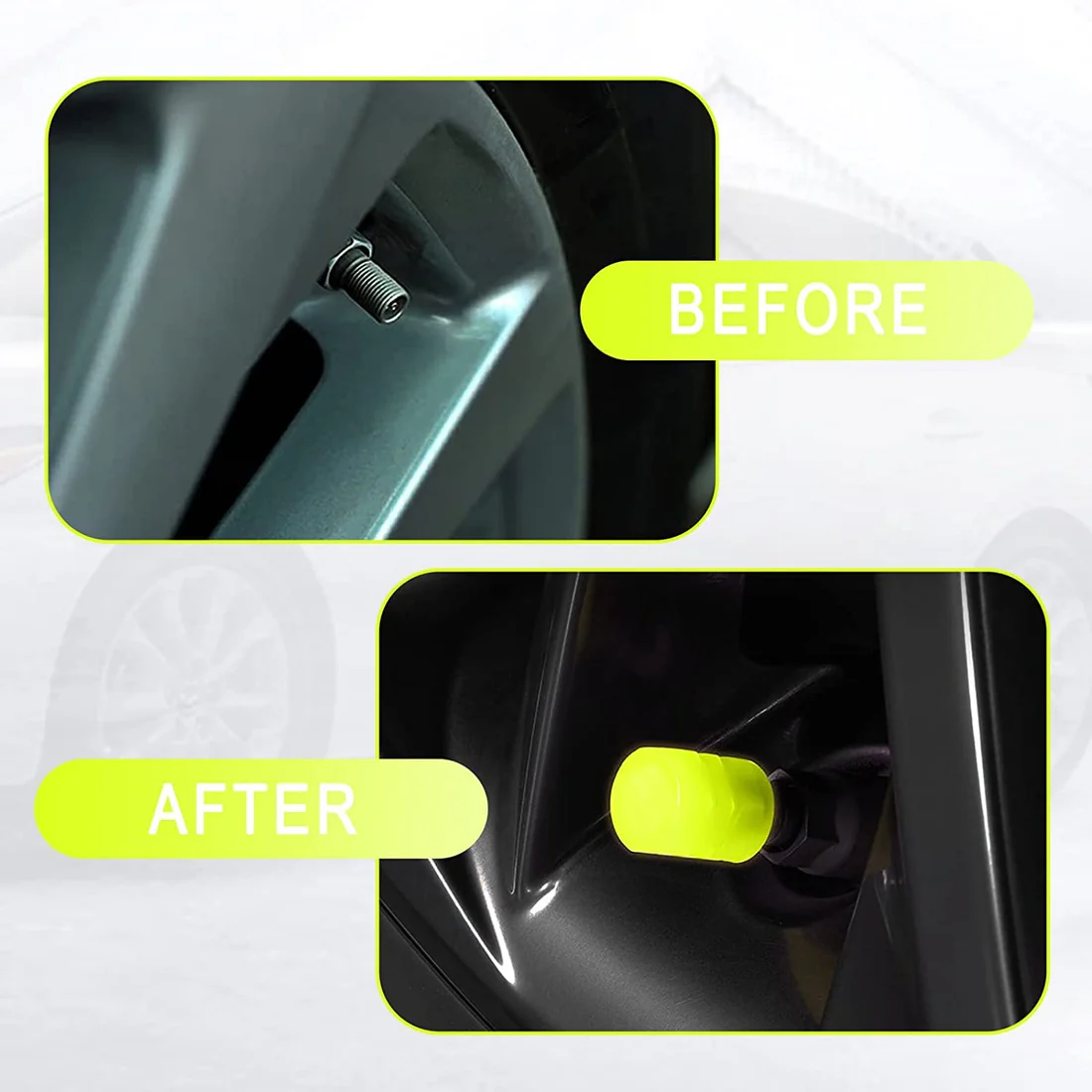 Illuminate your nightly drives with our premium Luminous Tyre Valve Caps!