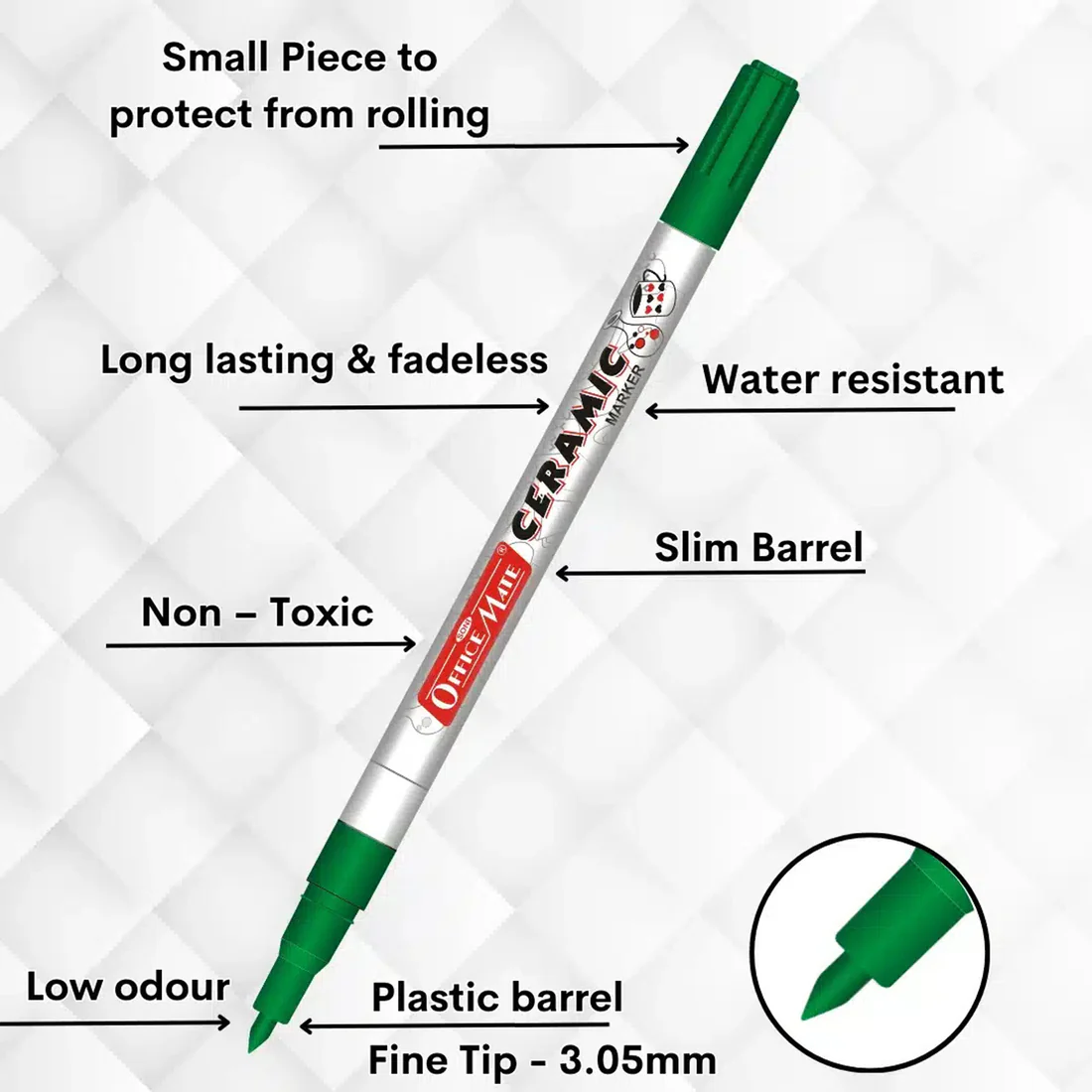 Ceramic Marker Set – Fine Tip, Permanent Vibrant Colors