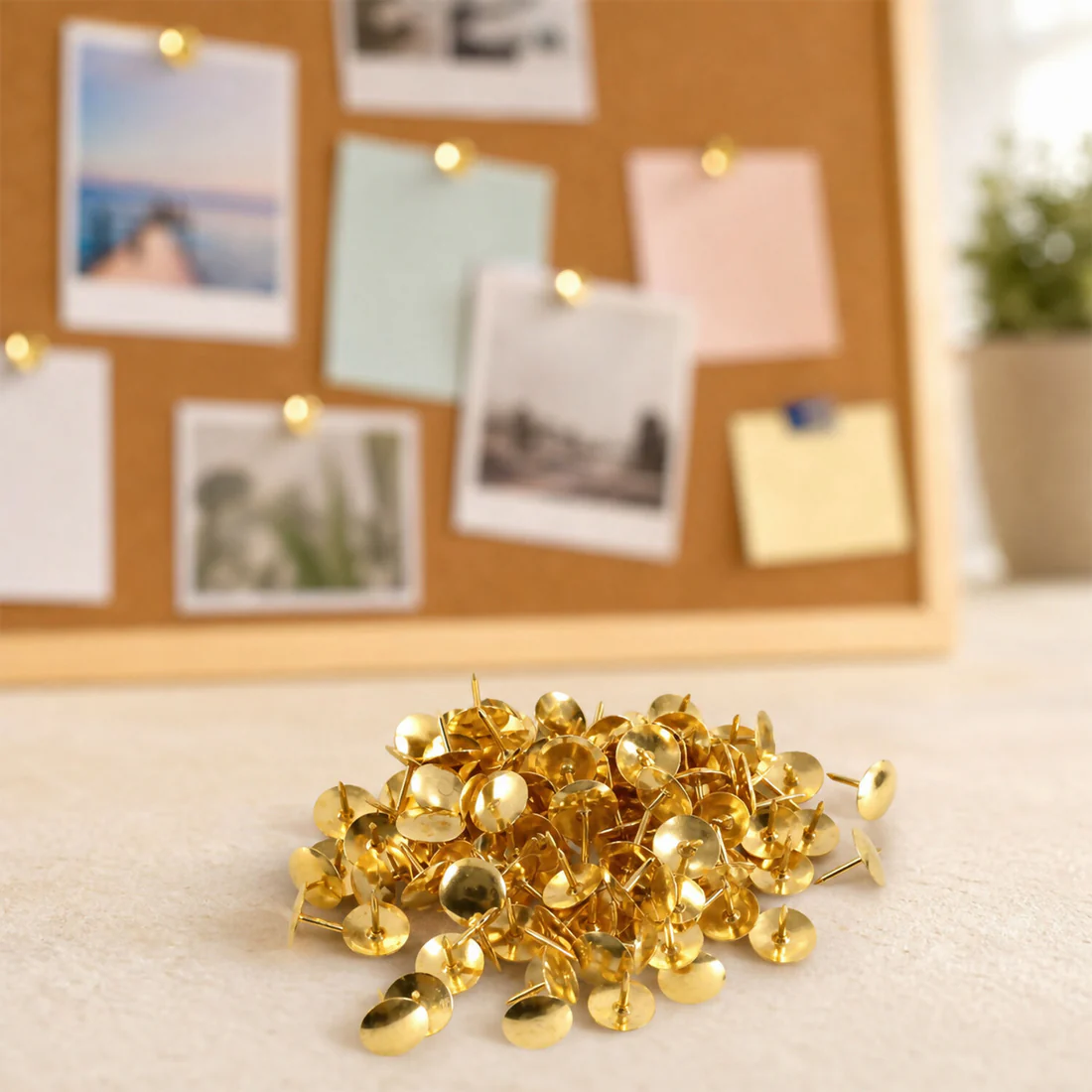 Golden Metal Drawing Pins – Durable and Elegant for Secure Display