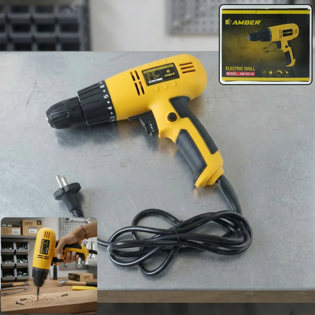The electric drill machine 280W is a compact and powerful handheld tool designed for efficient drilling and fastening across various materials.