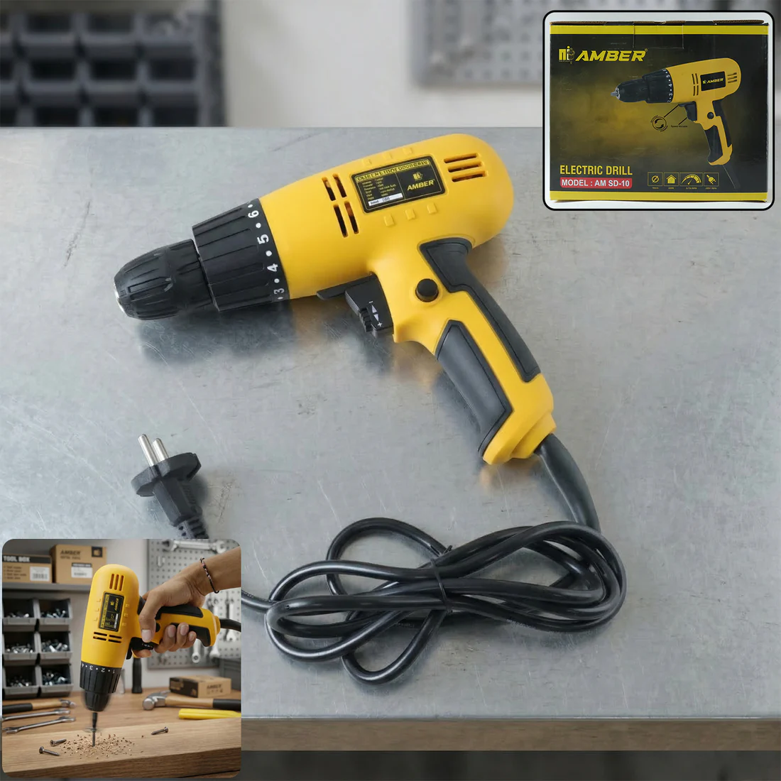 The electric drill machine 280W is a compact and powerful handheld tool designed for efficient drilling and fastening across various materials.