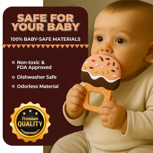 Silicone Baby Teether – Ice Cream Shape for Soothing Gums - Image 2
