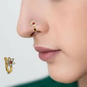 Gold-Plated Floral CZ Nosepin – Elegant Sparkle for Women