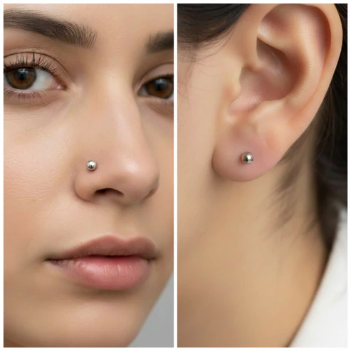 Labret Stud Nosepin Combo Pack – Comfortable Silver Plated Set of 4