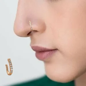 Rose Gold Plated Nose Ring with Diamond Sparkle – Elegant & Lightweight