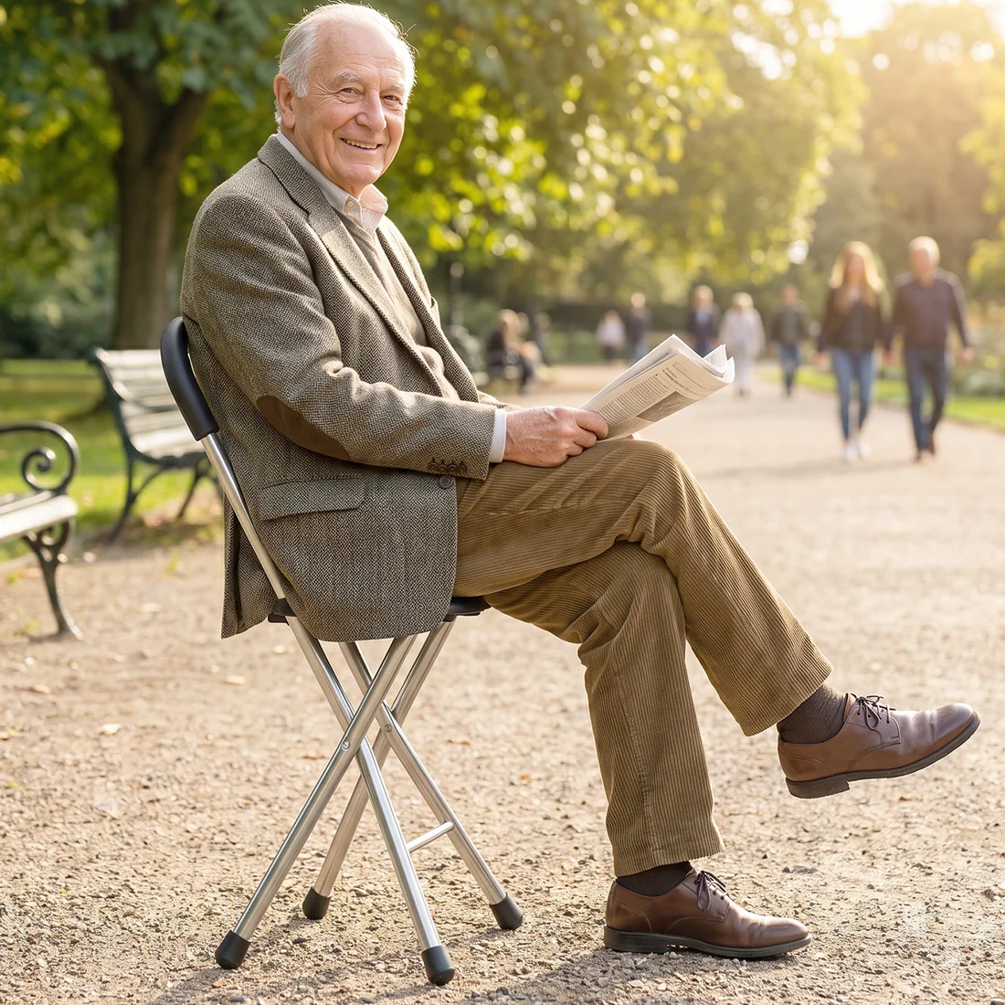 Folding Walking Stick with Seat 3 Leg Cane Stool Chair Support Stand (1 Pc) - Image 4