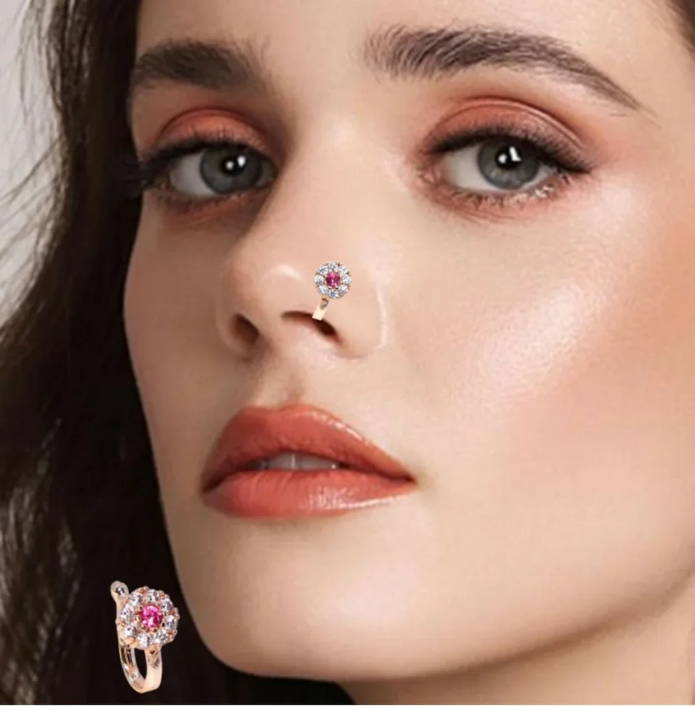 Traditional Press Nath Clip Set – 4 Pcs Non-Piercing Nose Rings
