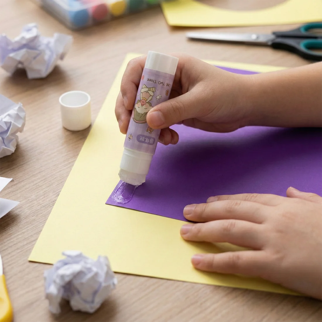 Solid Glue Stick Pack of 5 – Cartoon Design, Mess-Free Adhesive