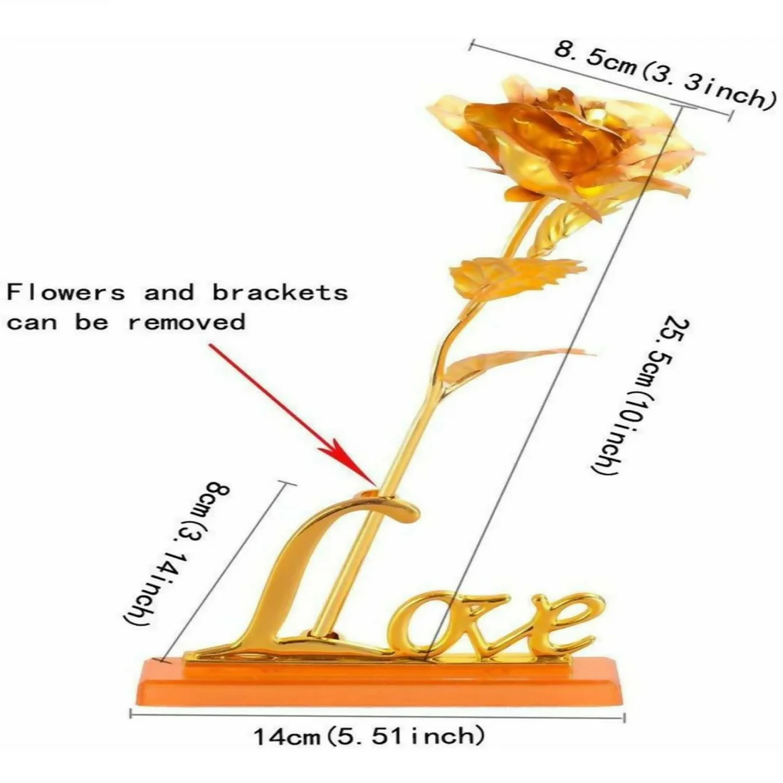 Golden Rose Showpiece – 24K Gold Foil Artificial Rose with Love Stand - Image 3