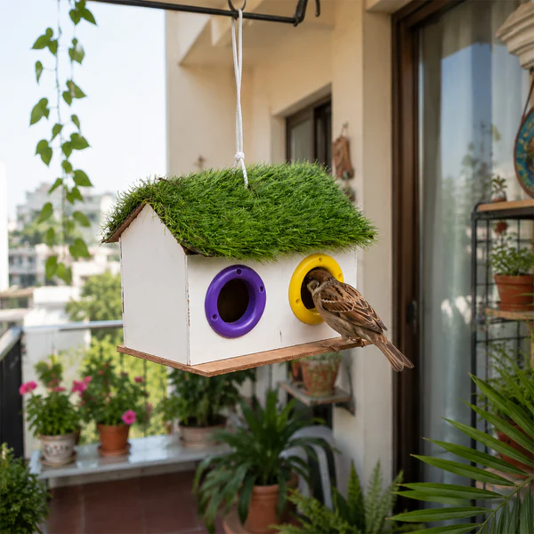 Wooden Bird House – Double-Compartment for Outdoor Garden - Image 5