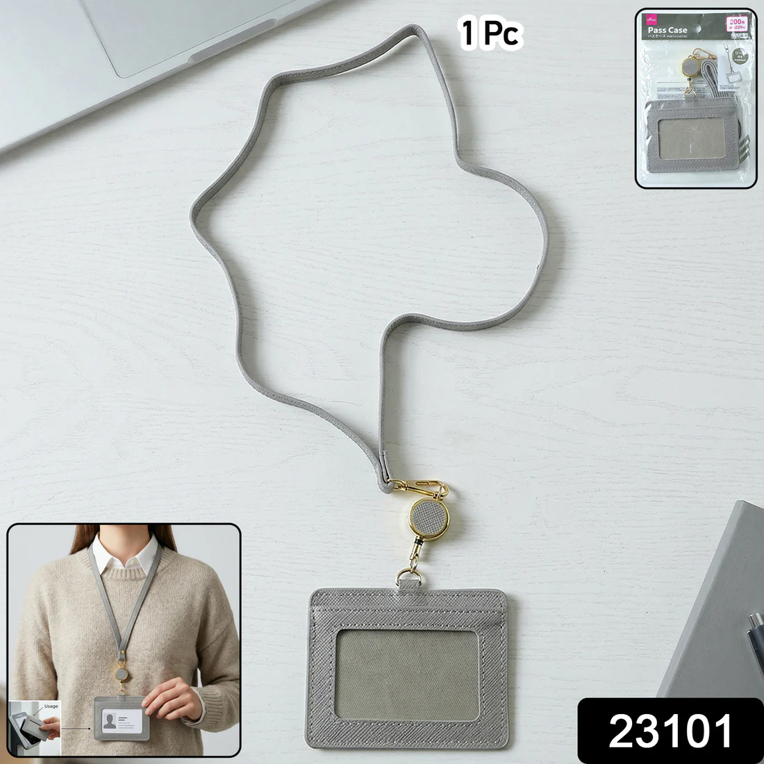 ID Card Holder with Adjustable Neck Strap – Durable & Professional