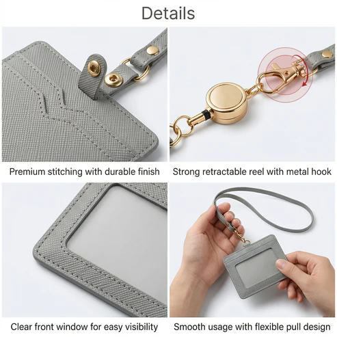 ID Card Holder with Adjustable Neck Strap – Durable & Professional