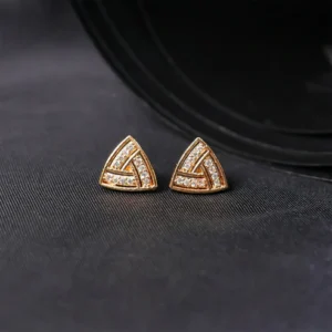 Triangle CZ Stud Earrings Gold Finish – Elegant Daily Wear