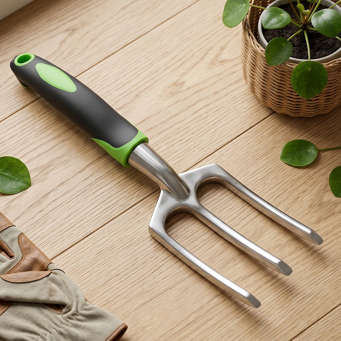 Garden Hand Fork 3 Tine Stainless Steel Digging Tool Ergonomic Handle (1 Pc) - Image 3