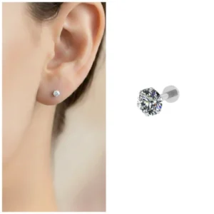 Silver Plated Flat Back Labret Stud Earring – Comfortable & Stylish