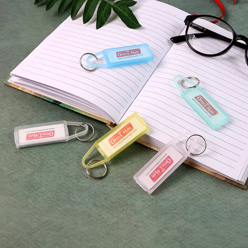 Key Tag Jar – 50 Assorted Colour Keychains with Writeable Labels