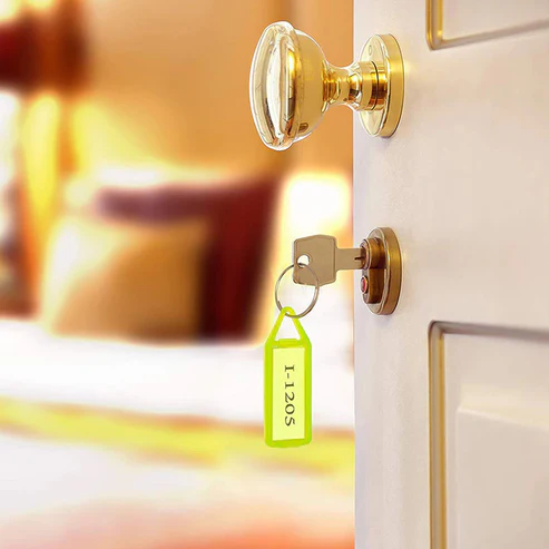 Key Tag Jar – 50 Assorted Colour Keychains with Writeable Labels