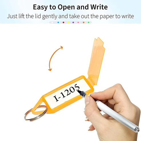 Key Tag Jar – 50 Assorted Colour Keychains with Writeable Labels