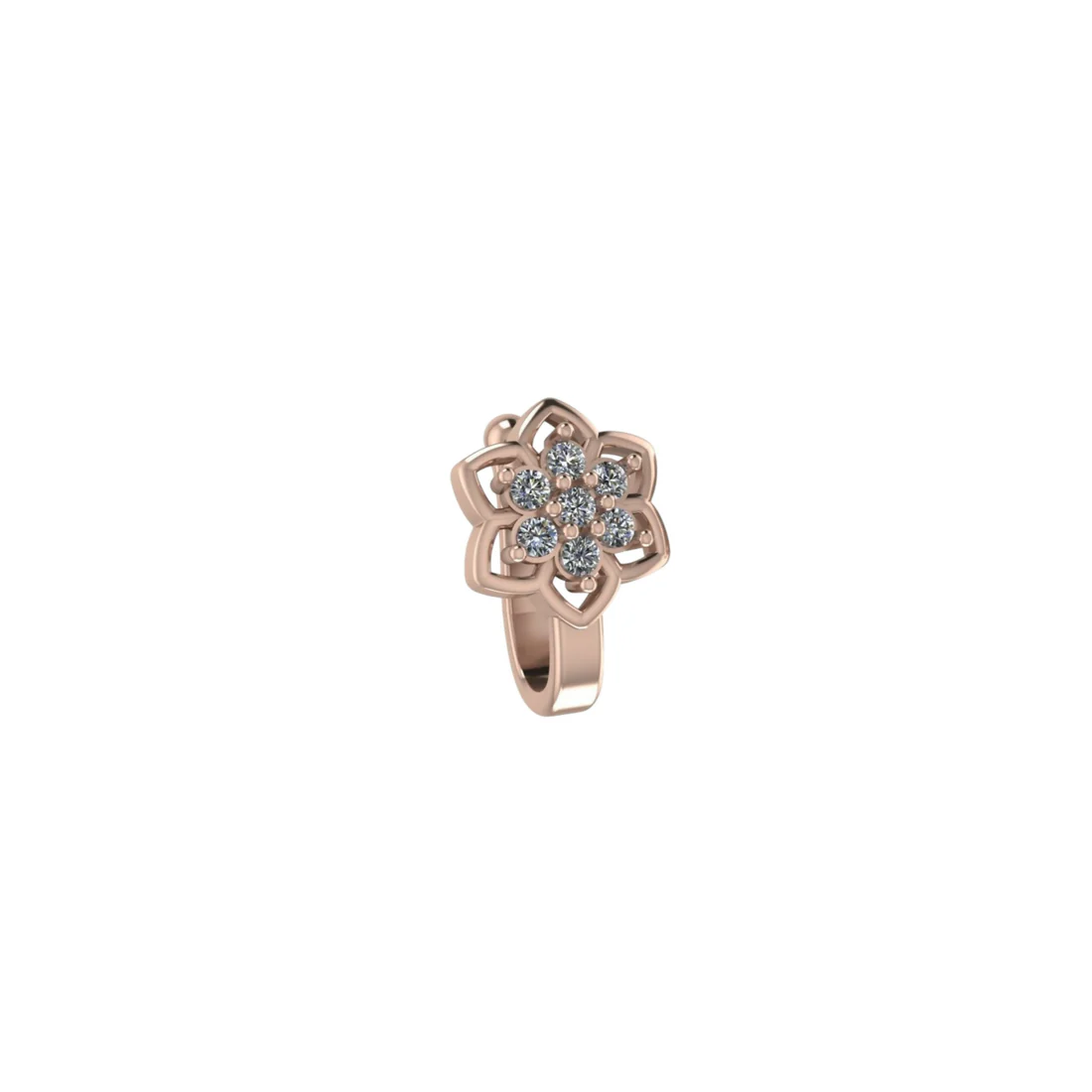 Gold Tone Flower Nose Stud – Non-Piercing Elegant Nose Cuff