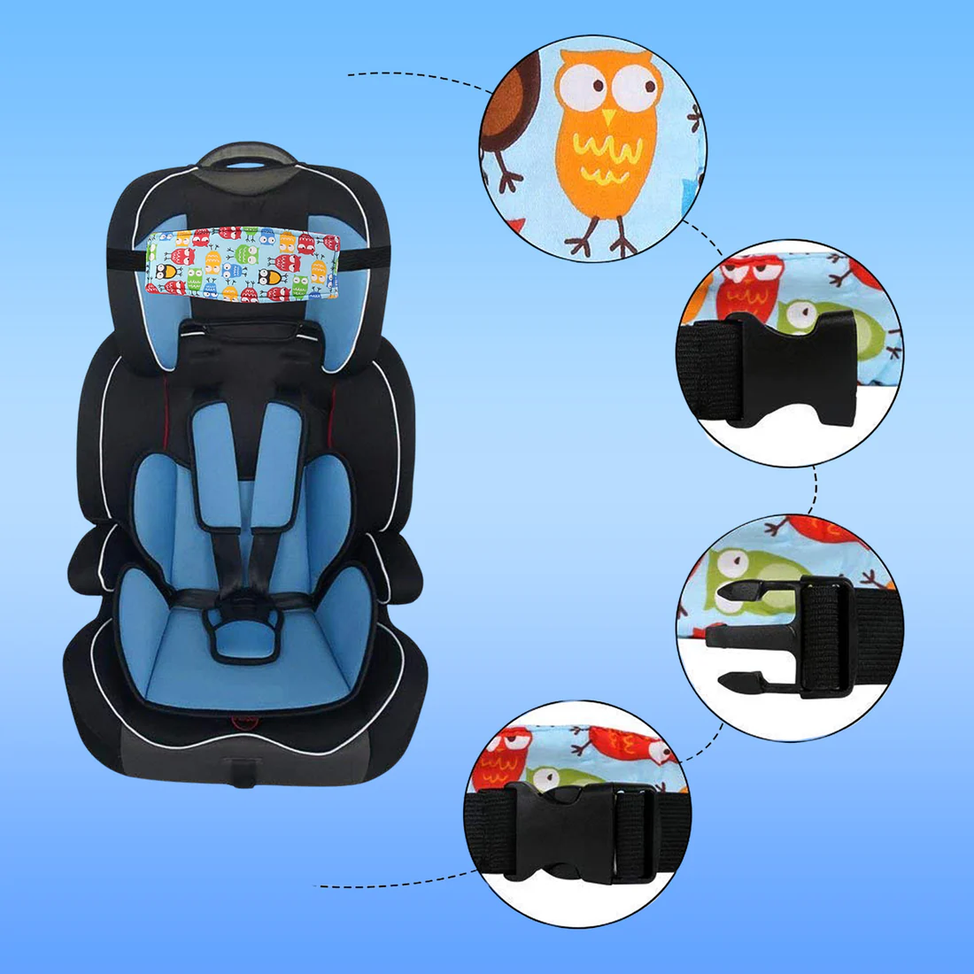 Baby Car Seat Head Support Strap – Adjustable Padded Comfort - Image 3