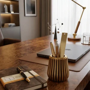 Modern Wooden Pen Holder – Premium MDF Desk Organizer for Stationery