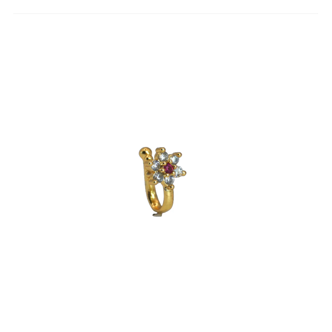 Gold-Plated Floral CZ Nosepin – Elegant Sparkle for Women