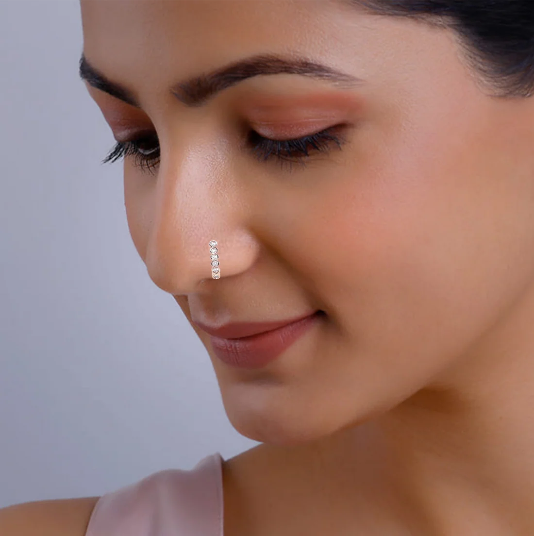Gold Plated 6-Stone Clip-On Nose Pin – Non-Pierced Elegant Design