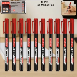 Red Marker Pen Set – 10 Pc Permanent OHP/CD DVD Writing Markers