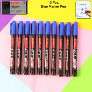 Blue Marker Pen Set – Permanent Multi-Surface 10 Pieces