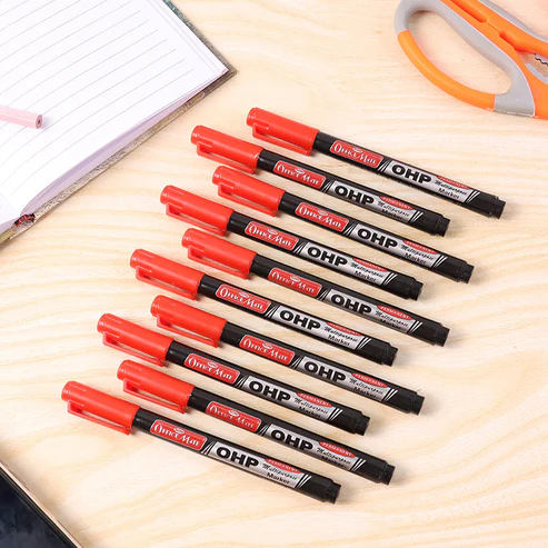 Red Marker Pen Set – 10 Pc Permanent OHP/CD DVD Writing Markers