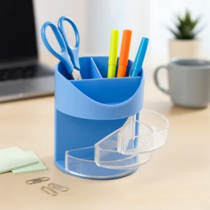 Multi-Section Pen Stand – Desk Organizer with Swivel Drawers