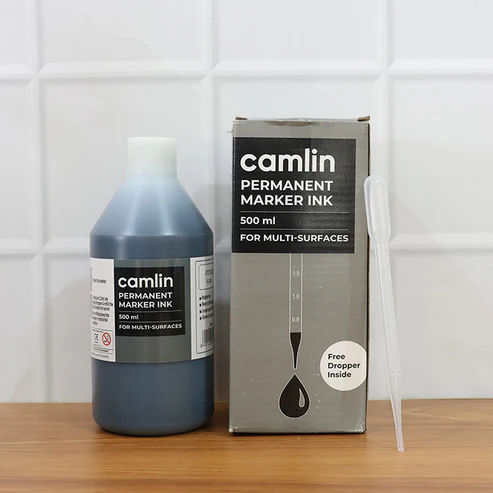 Permanent Marker Ink – Bold Black 500 ml Refill with Dropper