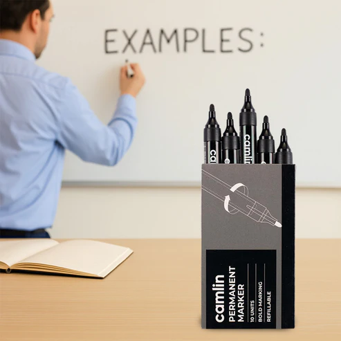Permanent Marker Black – Bold & Long-Lasting Ink, Pack of 10