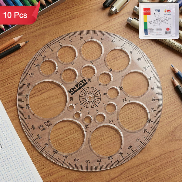 Circle Template with 18 Sizes – Precise 360° Scale Pack of 10