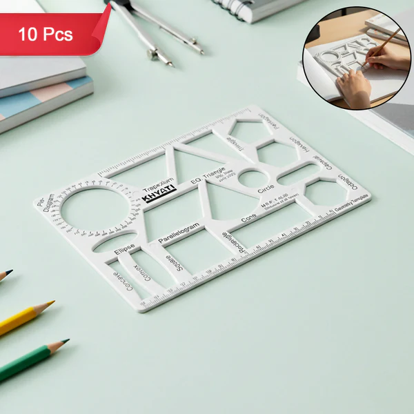 Geometry Drawing Template – Accurate 16-Shape Stencil Set (10Pcs)