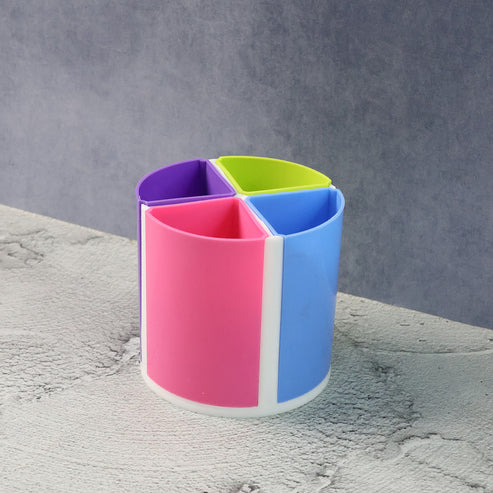 Rainbow Pen Stand – 4-Section Multicolor Desk Organizer