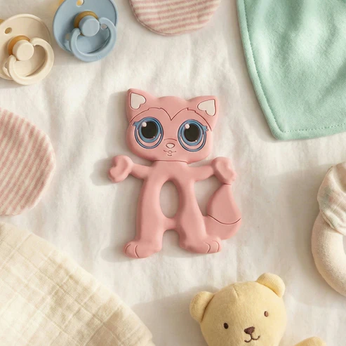 Baby Teether Toy – Cute Cat with Soft Chewable Surface for Infants - Image 2