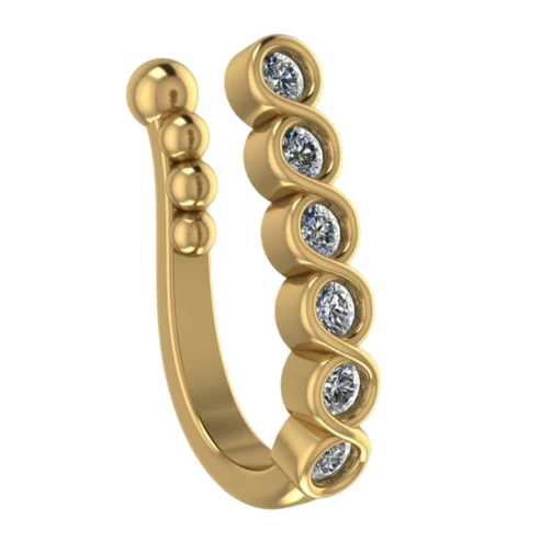 Gold Plated 6-Stone Clip-On Nose Pin – Non-Pierced Elegant Design