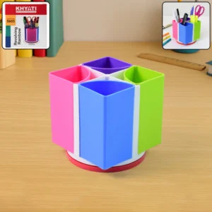 Revolving Pen Stand – 4 Compartments Multi-Color Organizer