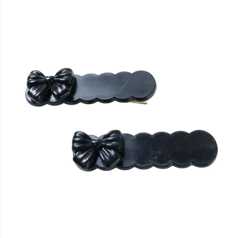 Black Bow Hair Clips – Elegant Lightweight Snap Clip Set - Image 4