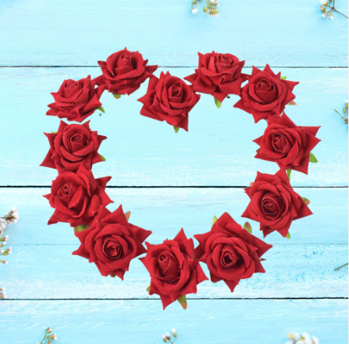 Velvet Rose Hair Clip – Red Flower Design (12 Pcs) | Calm & Curl